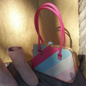 Pink Stripe, medium size boutique style Purse